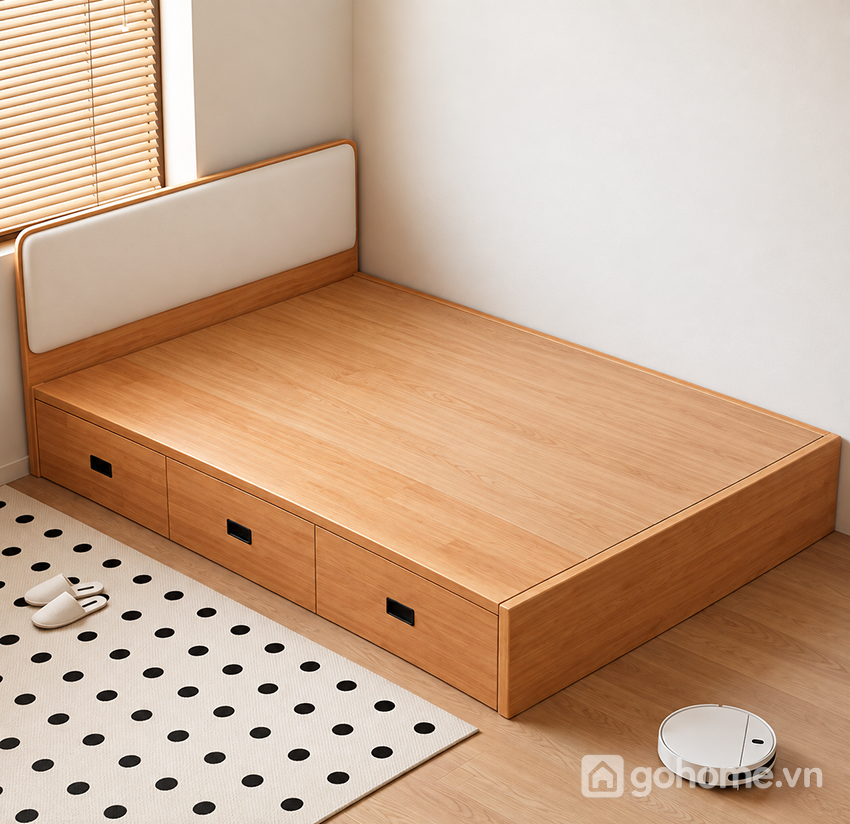 Thiết kế đầu giường bọc nệm êm ái, hiện đại