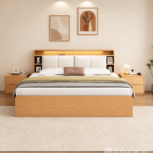 Thiết kế đầu giường liền kệ gọn gàng, hiện đại